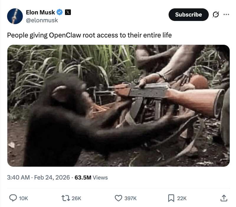  凌晨断电自救！Meta安全高管惨遭OpenClaw清空邮件，马斯克毒舌嘲讽：猴子拿步枪 新闻