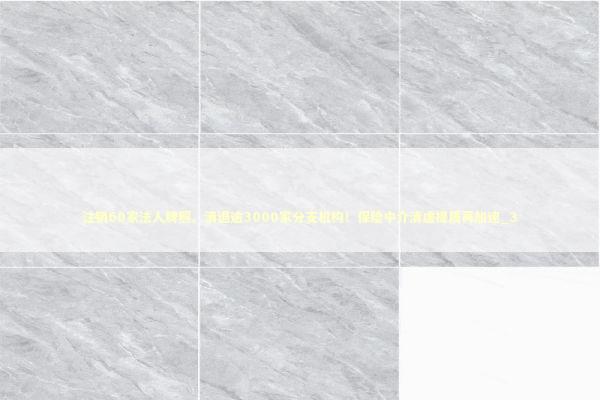 注销60家法人牌照、清退逾3000家分支机构！保险中介清虚提质再加速_3 新闻