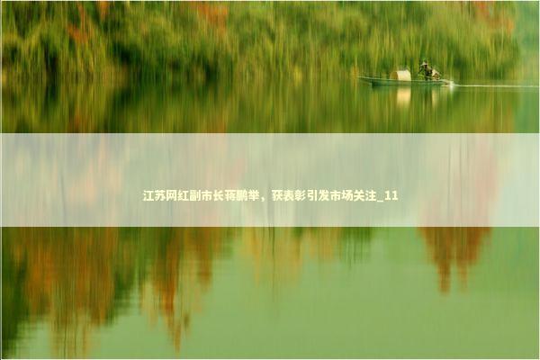 江苏网红副市长蒋鹏举，获表彰引发市场关注_11 新闻